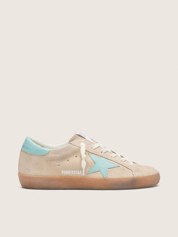 Beige Suede With Aqua Green Star