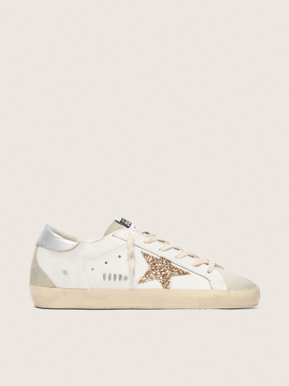Golden Goose Super-Star Gold Glitter Star And Ice Gray Suede Inserts