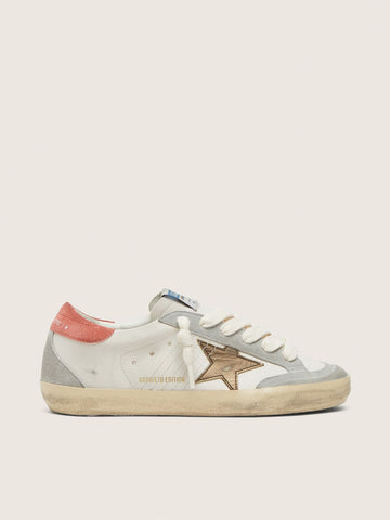 White Leather With Metallic Bronze Star