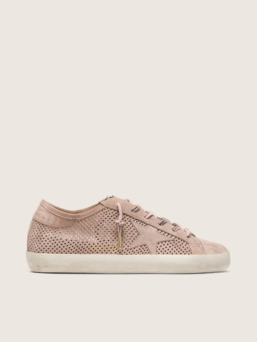 Powder Pink Perforated Suede With Tone On Tone Star