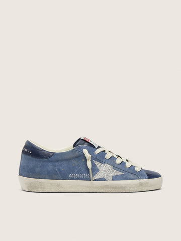 Denim Blue Suede With Silver Glitter Star
