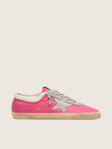 Neon Pink Nylon With Light Gray Suede Star