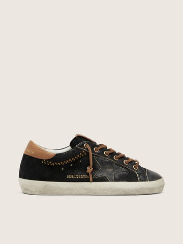Black Glitter Leather With Black Leather Star